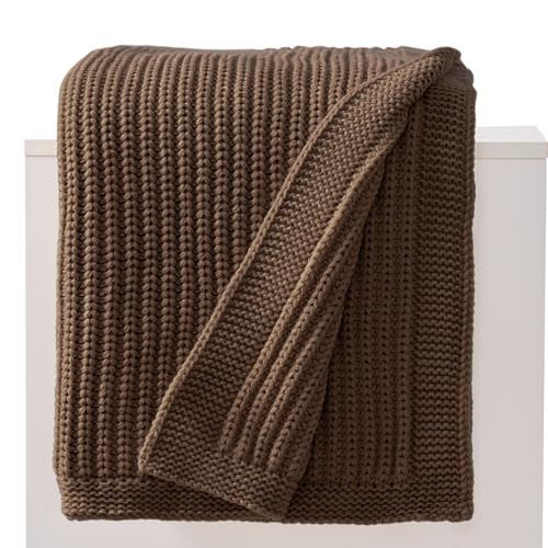 Chunky Knit Brown Throw Blanket for Couch Soft Cozy Thick Cable Knitted Throw Blankets for Sofa Bed Cute Decorative Throw Blanket for Living Room,50"x 60",Dark Brown | Amazon (US)