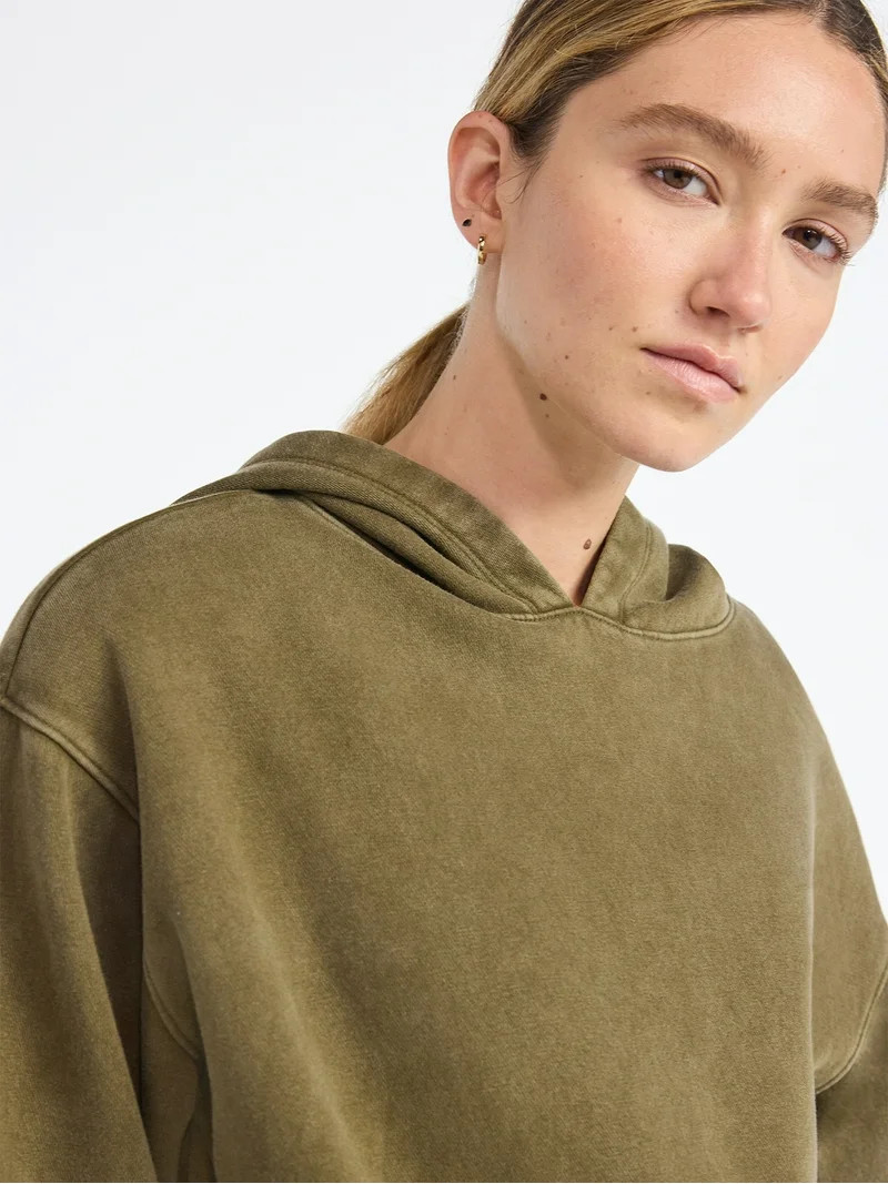 Scoop Women’s Mineral Washed Oversized Cropped Hoodie, Sizes XS-XXL | Walmart (US)