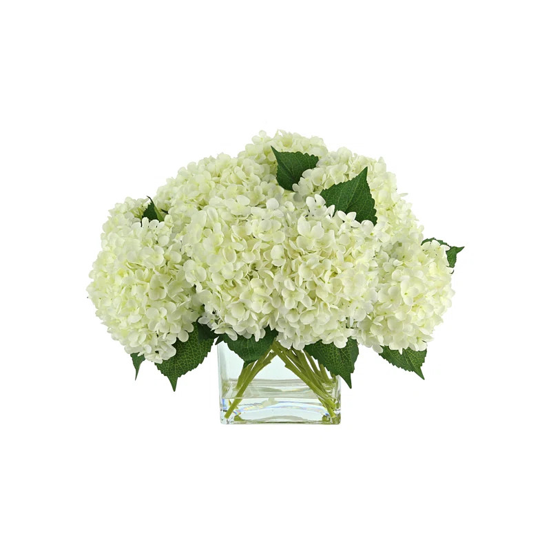 Hydrangea Arrangement in Vase | Wayfair North America