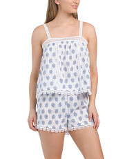 Cotton Lace Trimmed Pajama Shorts Set | TJ Maxx