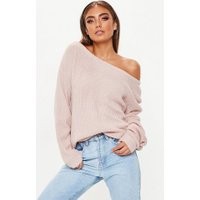 Rose Off Shoulder Sweater, Rose | Missguided (US & CA)