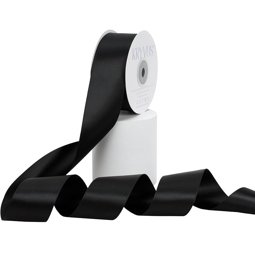 Black Satin Ribbon, Double Faced 1-1/2 Inch X 25 Yards Black Ribbon, Premium Satin Ribbon for Gif... | Amazon (US)