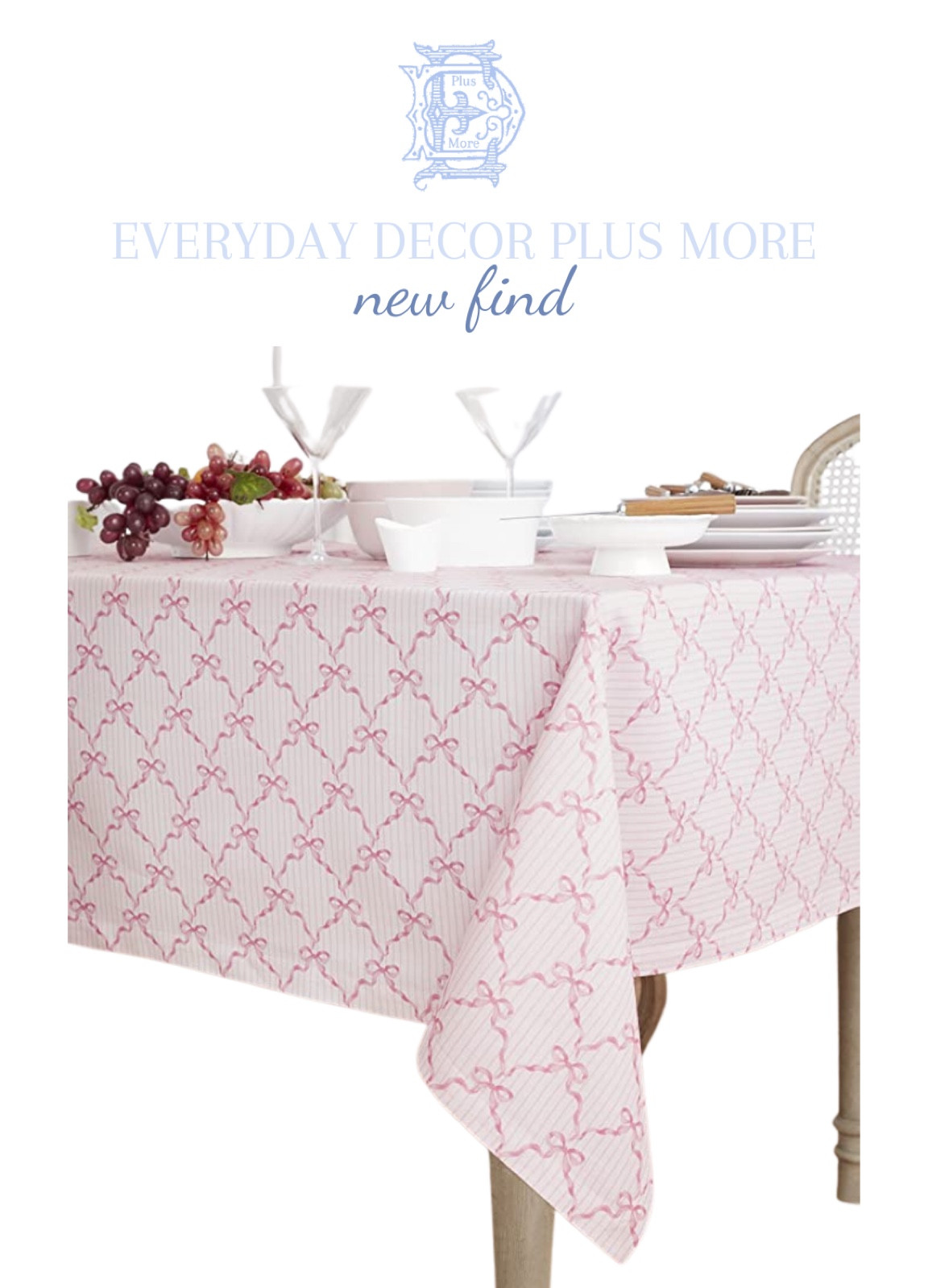 Pink bow tablecloth!! 

#LTKunder100 #LTKstyletip #LTKhome