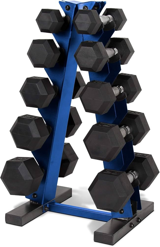 CAP Barbell 150 LB Coated Hex Dumbbell Weight Set with Vertical Rack | Multiple Options | Amazon (US)