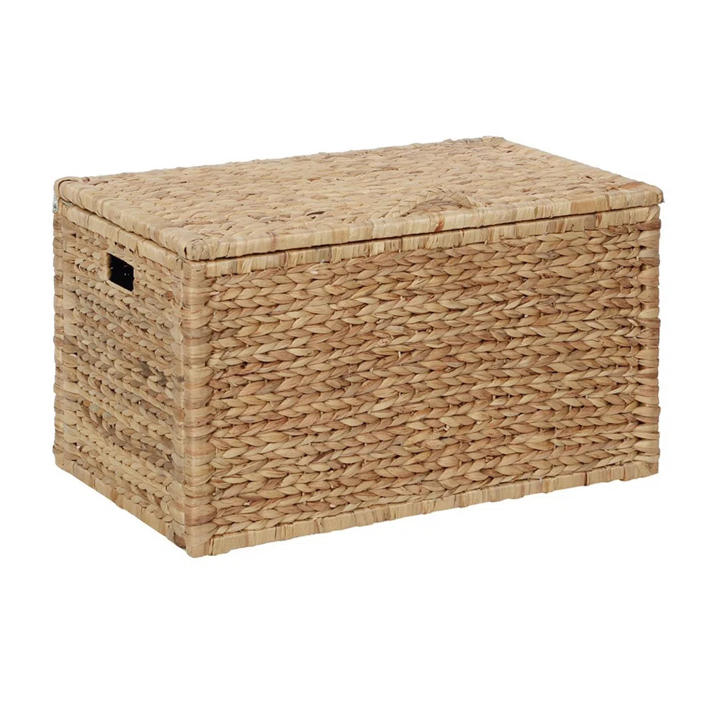 Ved Heavy-duty Water Hyacinth Wicker Storage Trunk with Safety Hinge and Metal Frame, 17.5" H x 3... | Wayfair North America