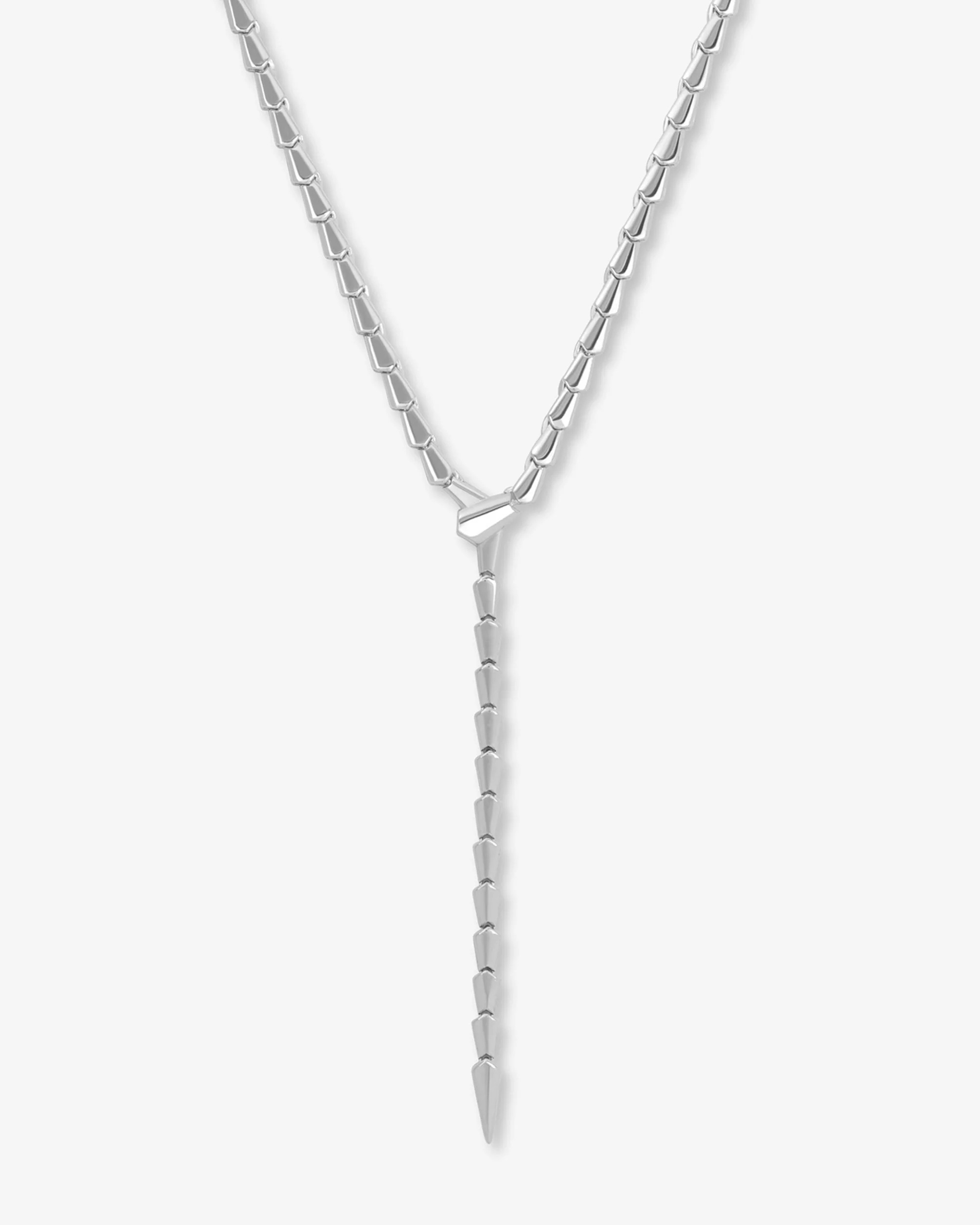 Serpent Lariat Necklace - Silver | Melinda Maria