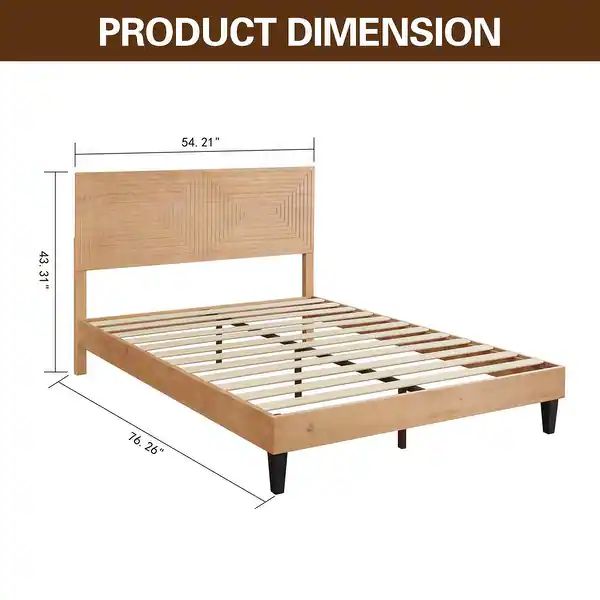 BIKAHOM Mid-Century Modern Solid Wooden Platform Bed with Adjustable Height Headboard for Bedroom -  | Bed Bath & Beyond