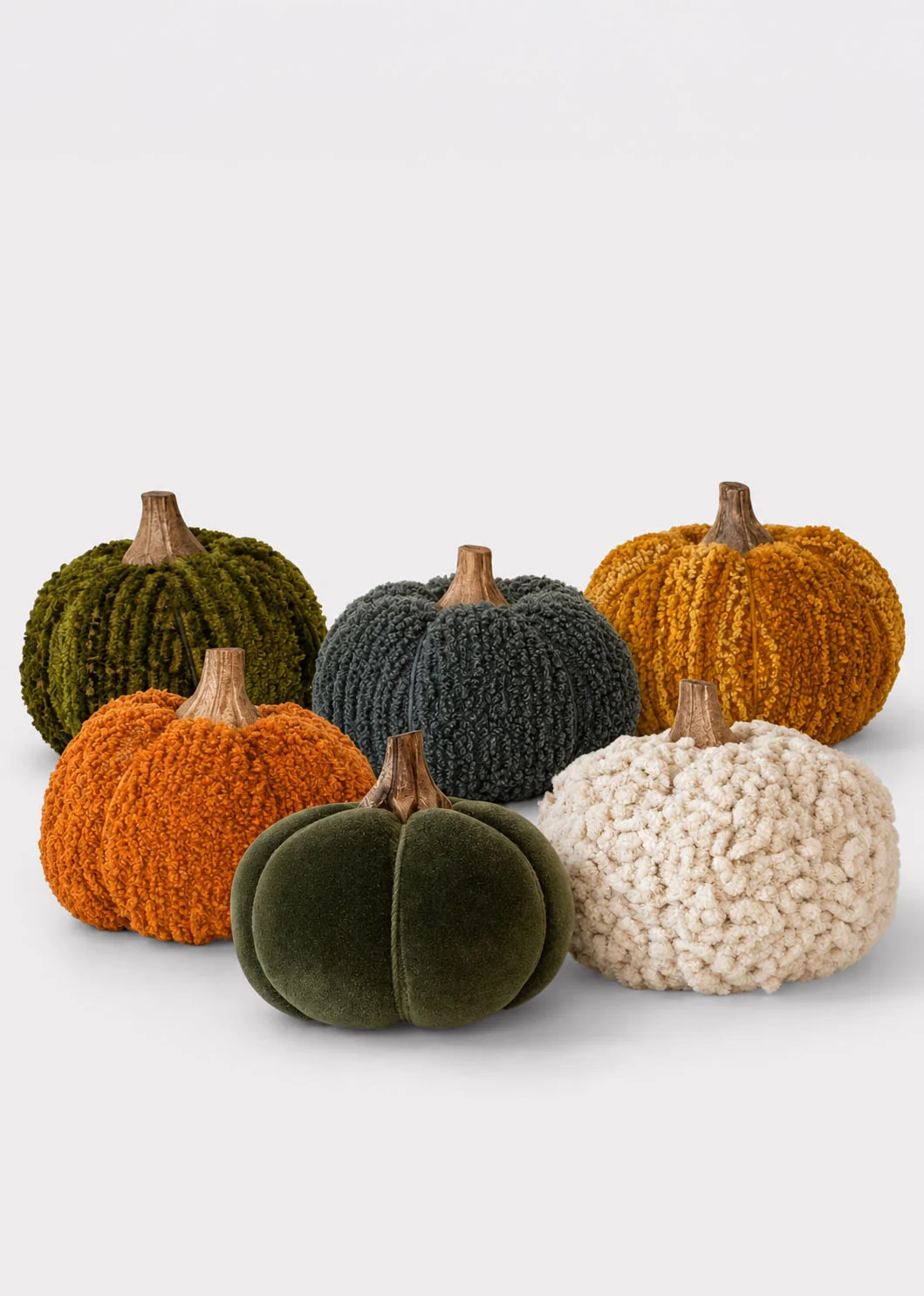 Set of 6 Small Velvet Fall Pumpkins in Assorted Colors - 4 | Afloral