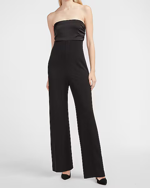Satin Pieced Strapless Jumpsuit | Express