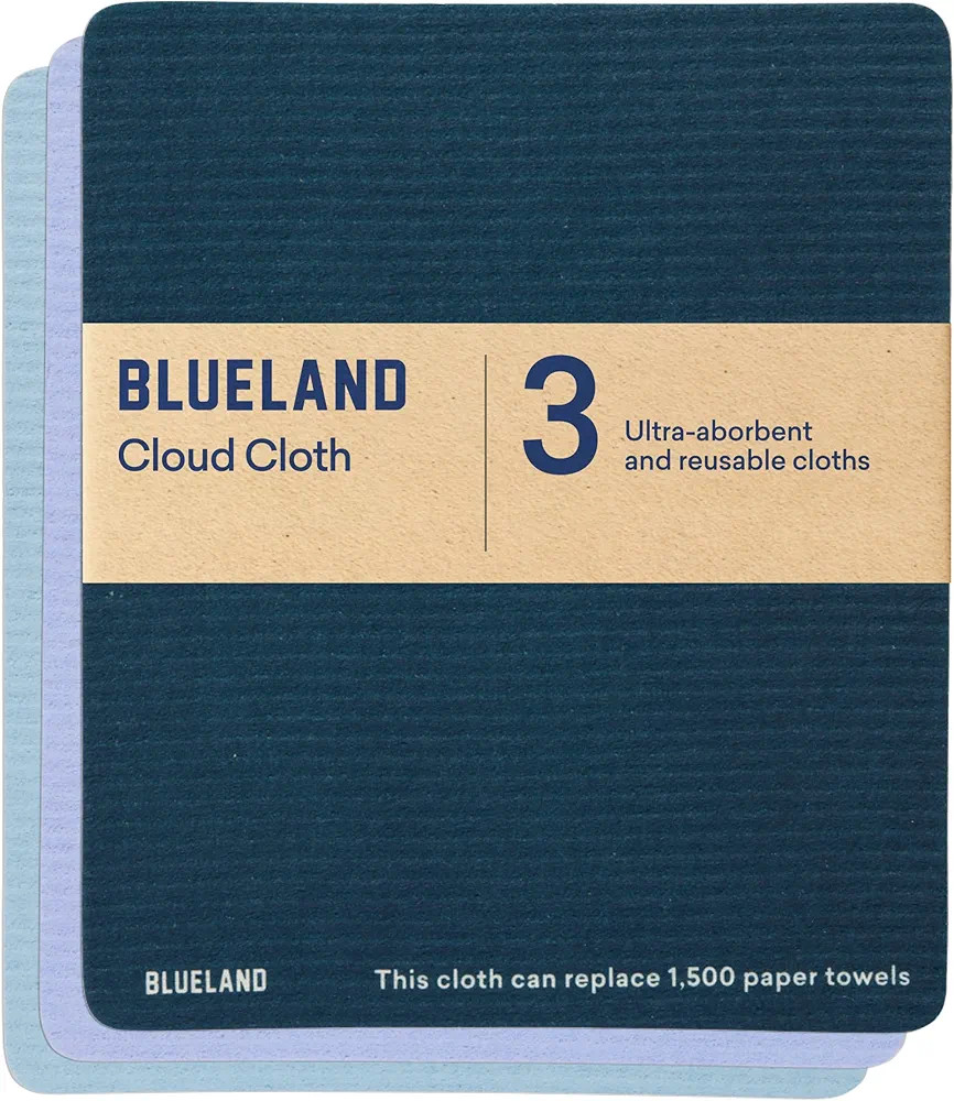 BLUELAND Cloud Cloth - 3 Pack of Swedish Dish Cloths - Reusable Ultra-Absorbent Natural Kitchen S... | Amazon (US)