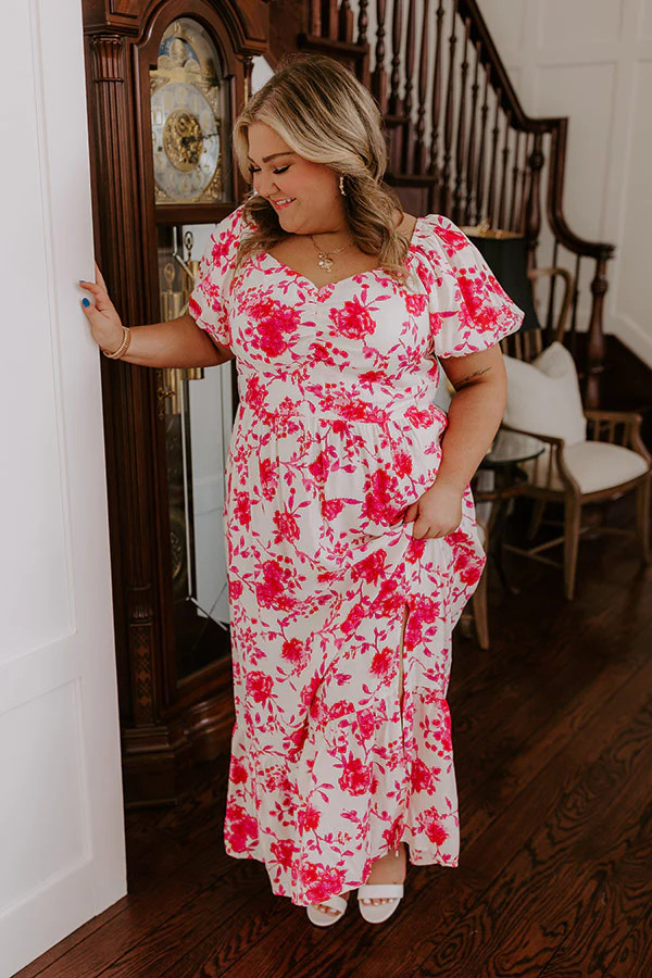 Sweet Surprise Floral Maxi Dress in Hot Pink Curves | Impressions Online Boutique