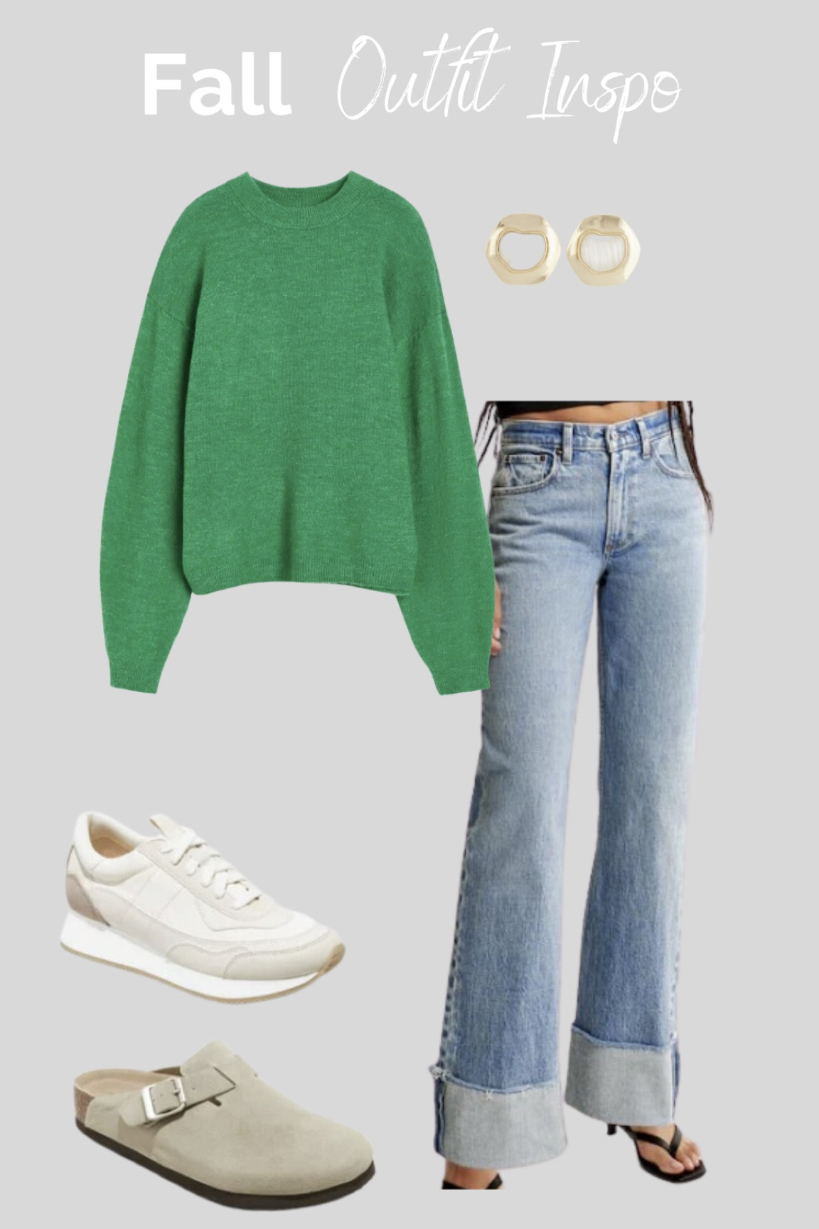 Casual fall outfits • H&M
•
•
Green sweater, Abercrombie denim, sneakers outfit