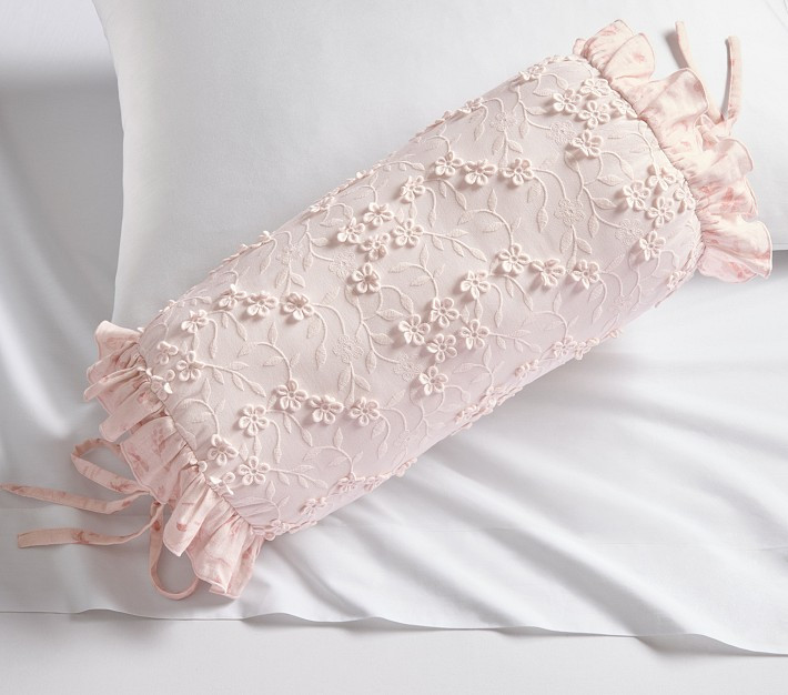 Blush Floral Bolster Pillow | Pottery Barn Kids