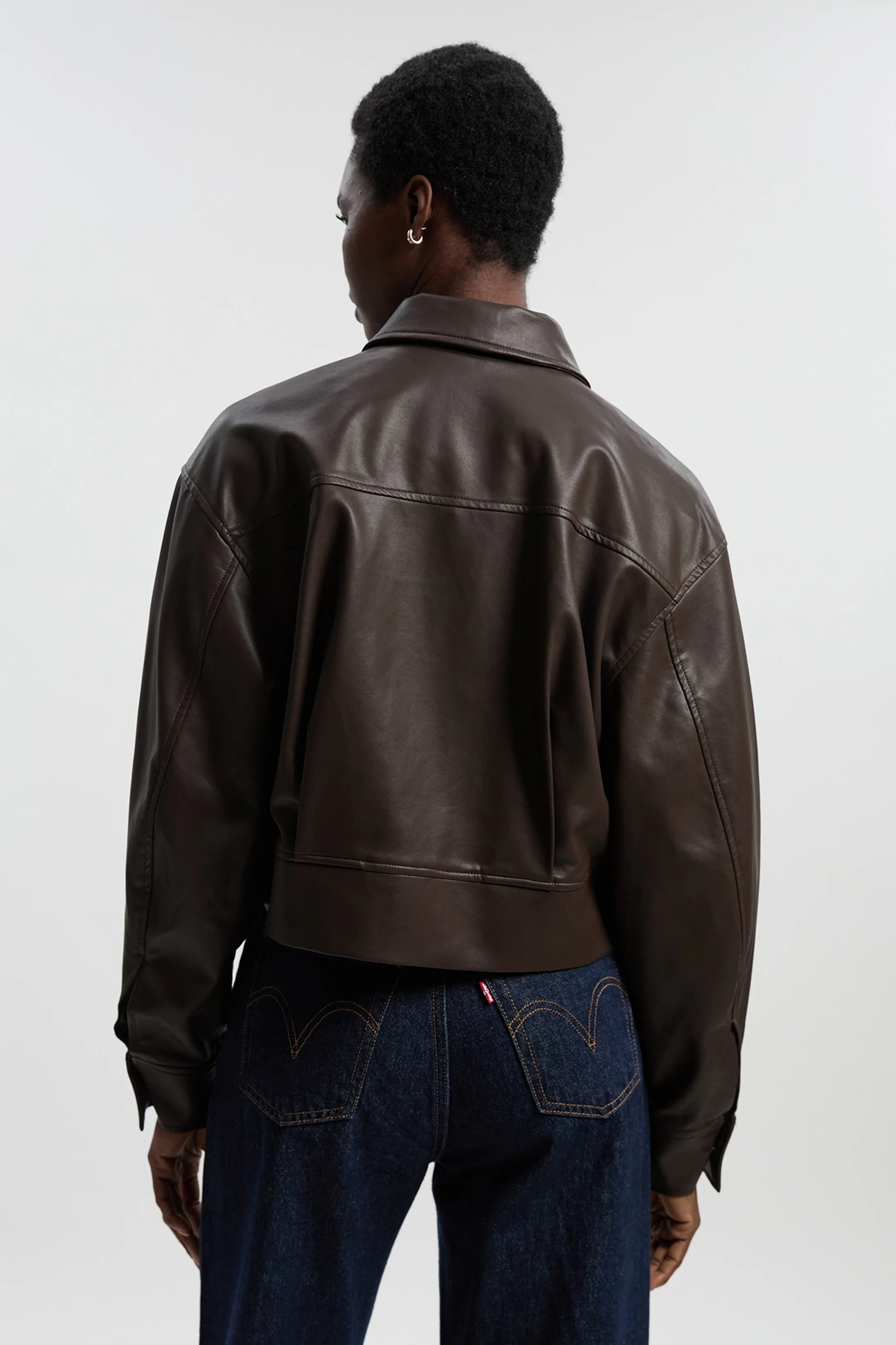 Faux Leather Tailored Bomber Jacket | Karen Millen UK + IE + DE + NL