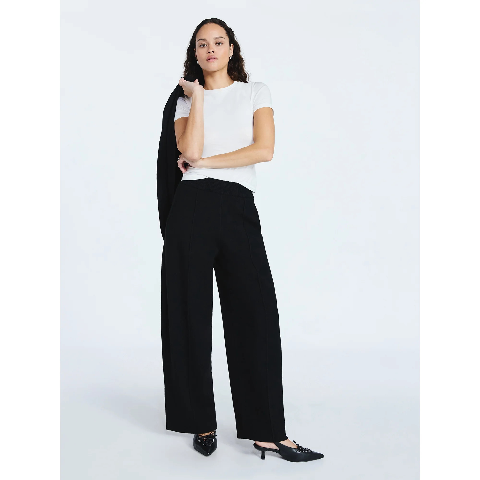 Scoop Women's Sweater Knit Barrel Pants, Sizes XS-XXL | Walmart (US)