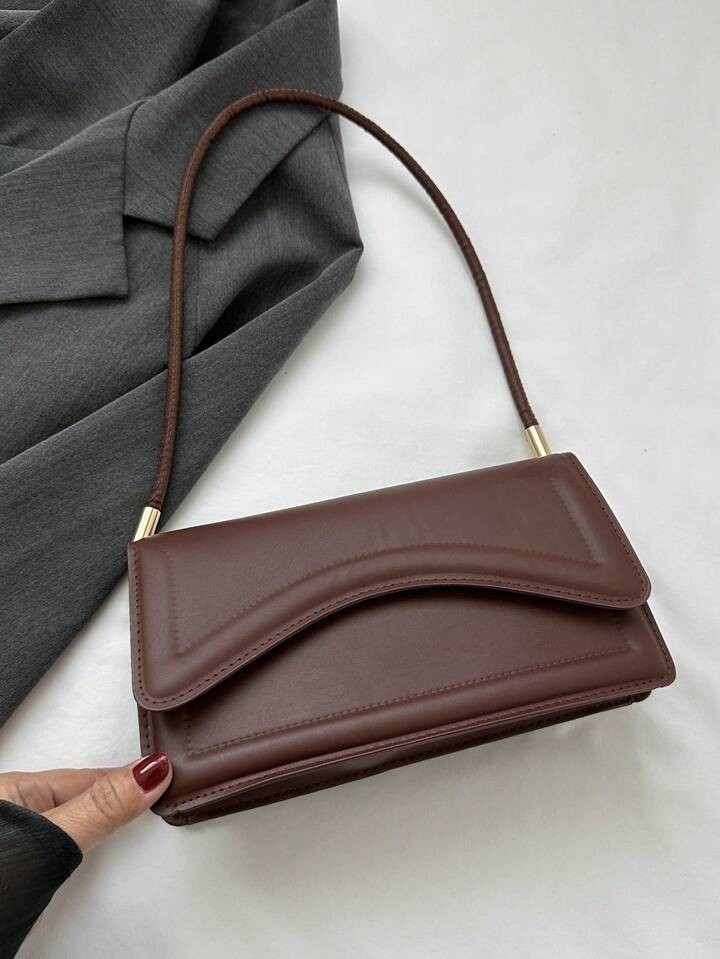 Fashionable Solid Color Retro Minimalist Elegant Shoulder Bag | SHEIN