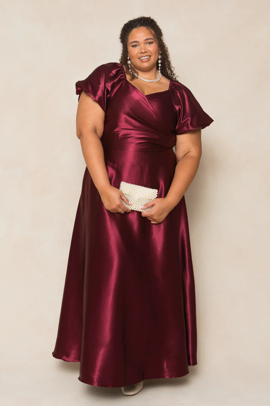 Tessie Dress in Wine Satin | Ivy City Co