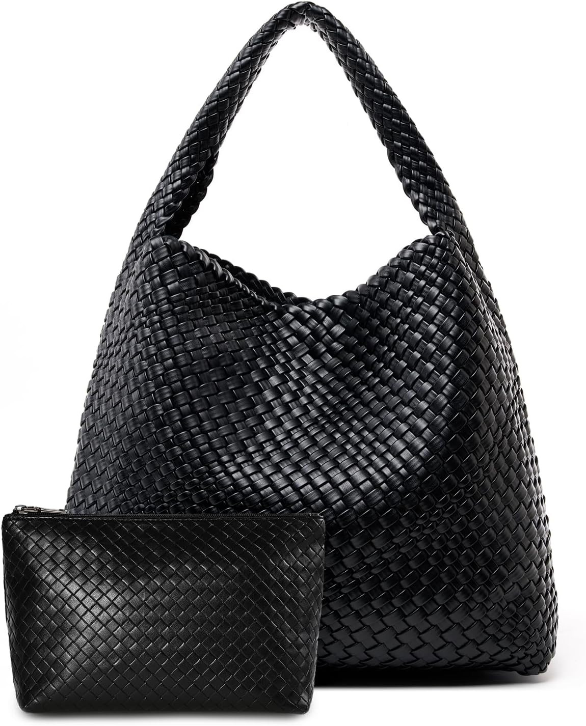 Large Woven Tote Bag for Women Weave Purse Woven Leather Handbag | Amazon (US)