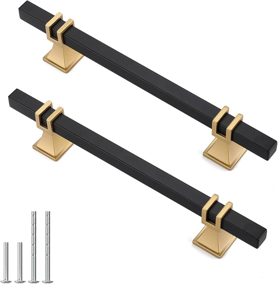 25 Pack 5 Inch Black and Gold Cabinet Pulls Black and Gold Cabinet Handles Kitchen Cabinet Handle... | Amazon (US)