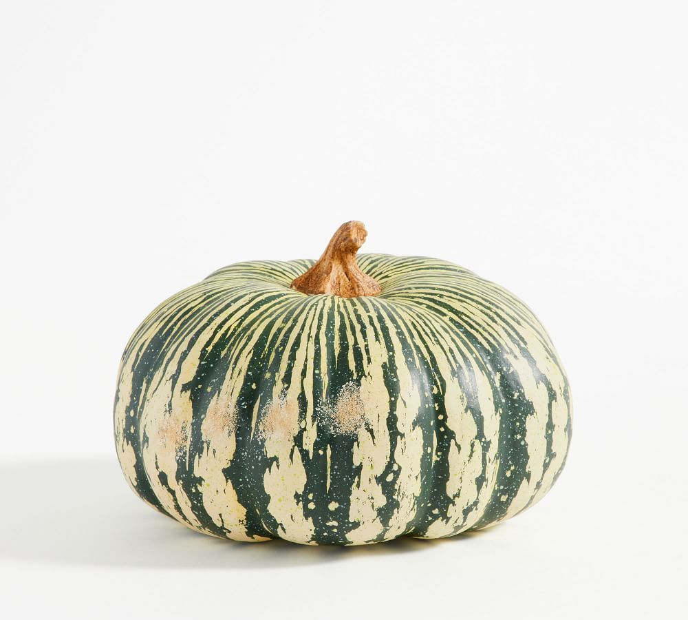Faux Pumpkin, White/Green, Medium, 9" diameter | Pottery Barn (US)