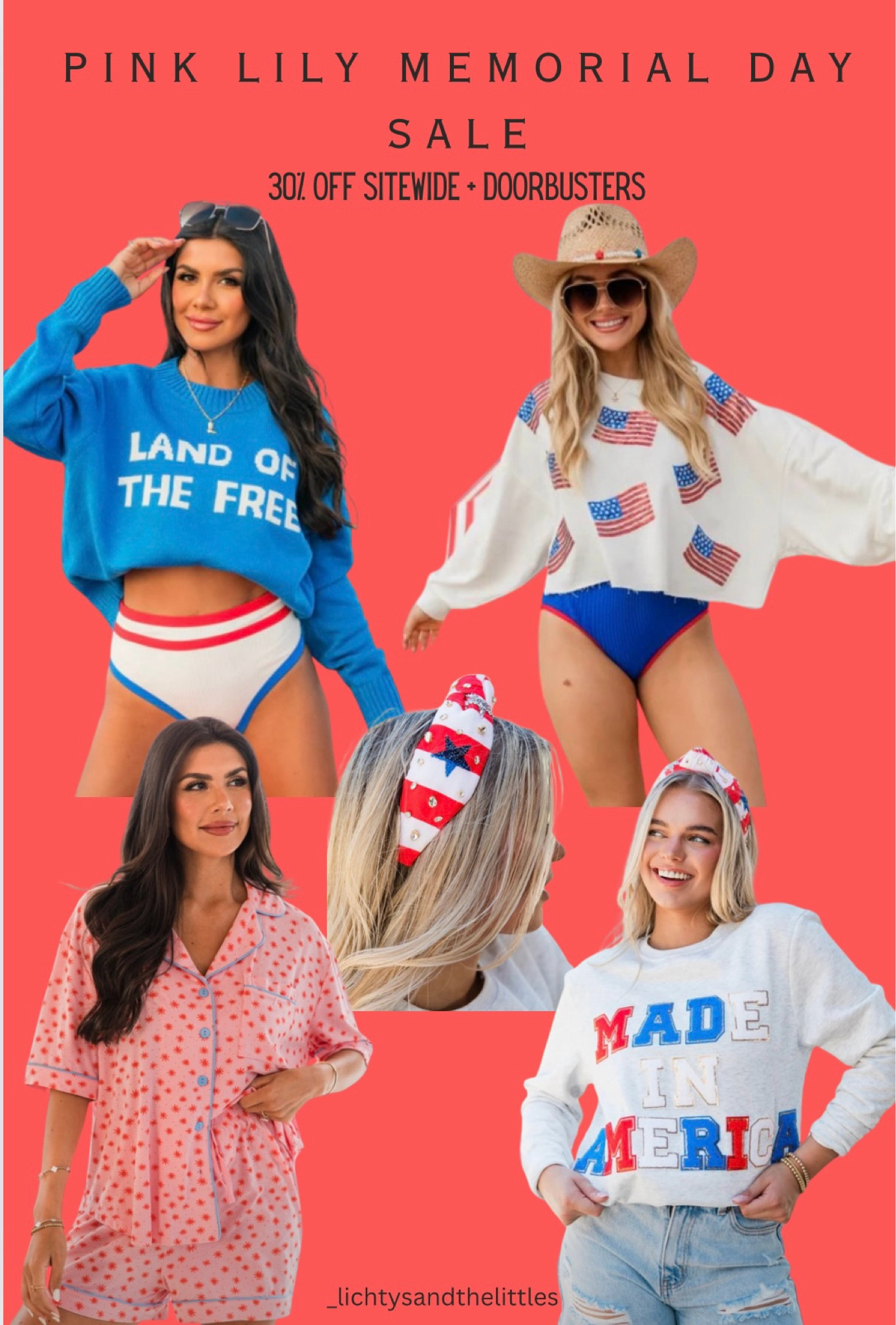 Pink Lily Memorial Day Sale! 30% off sitewide plus doorbusters starting at $8!! Code: SUMMER 

4th of July outfits/ Pink Lily/ women’s fashion/ women’s clothes 