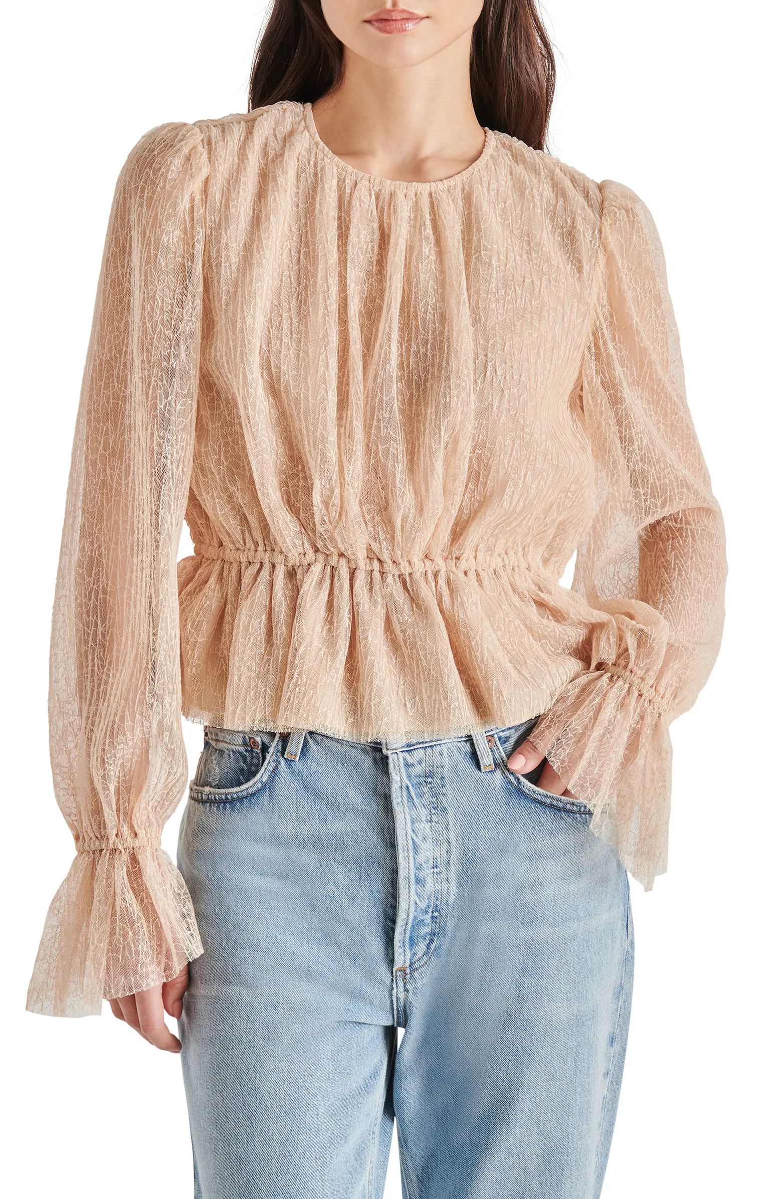 Steve Madden Filippa Embroidered Lace Peplum Top | Nordstrom | Nordstrom