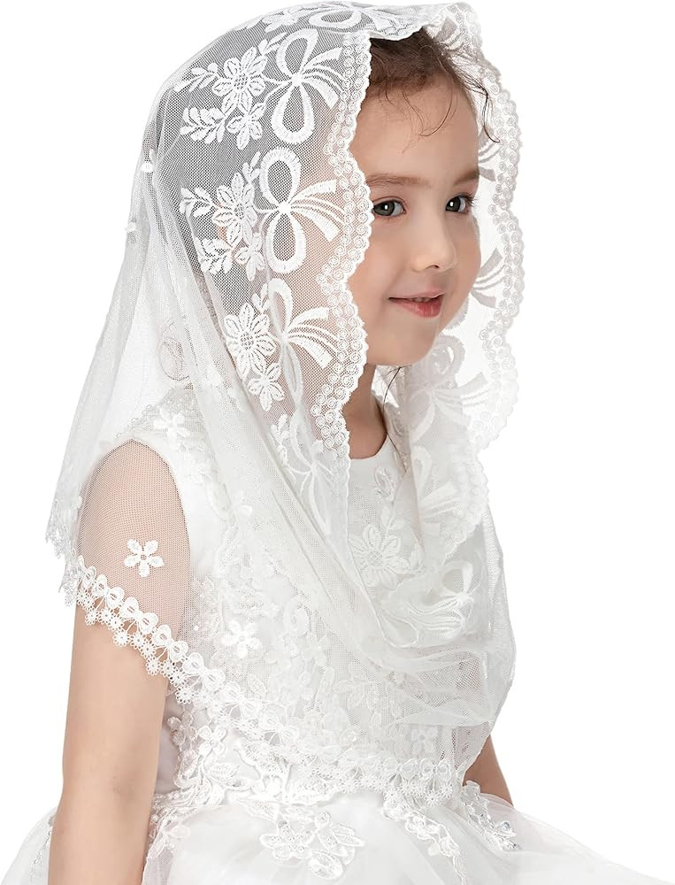 PAMOR Infinity First Communion Veils for Girls Lace Chapel Veil Mantilla Veils Latin Mass Church ... | Amazon (US)