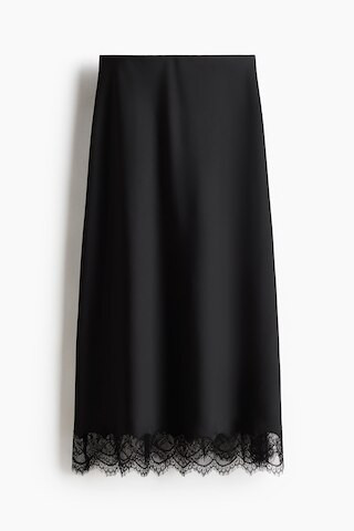 H & M - Satinrock mit Spitze - Schwarz - Damen | H&M (DE, AT, CH, NL, FI)