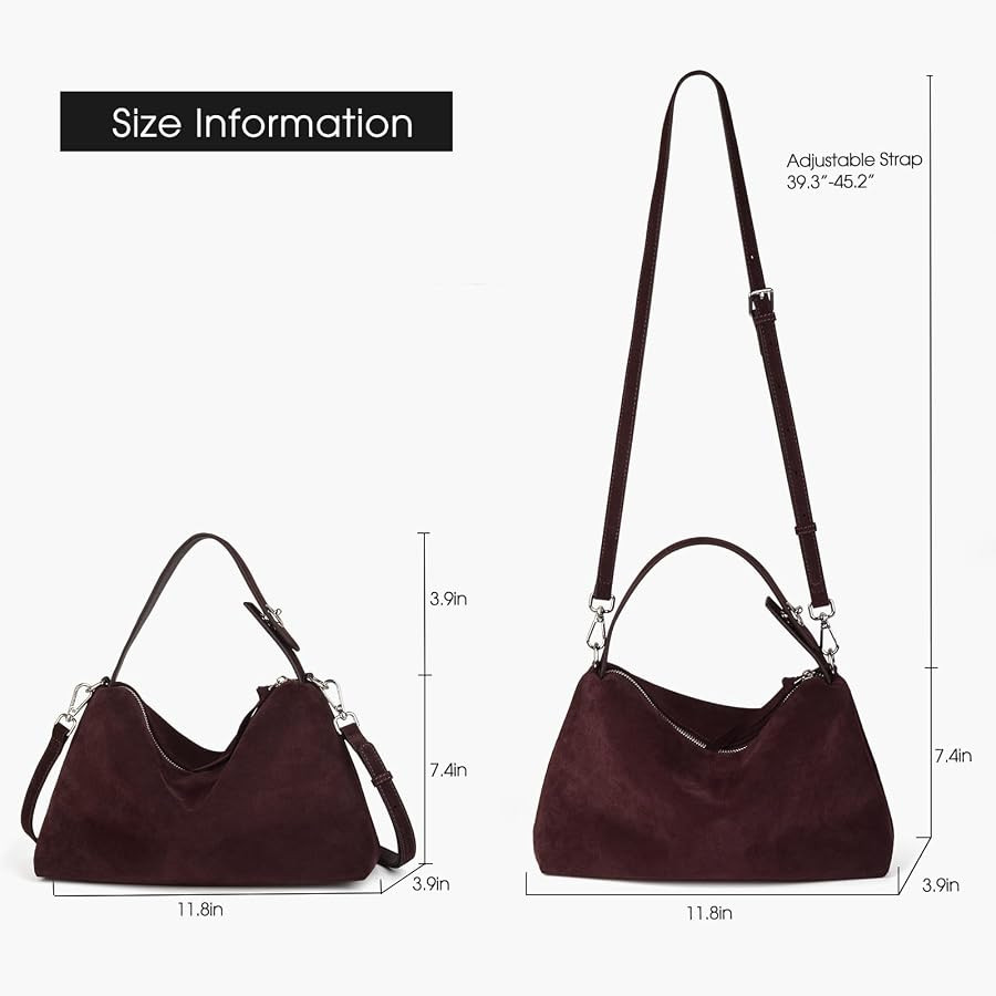 DONNAIN Premium Suede Leather Crossbody Bags for Women, Slouchy Suede Shoulder Bag with Adjustabl... | Amazon (US)