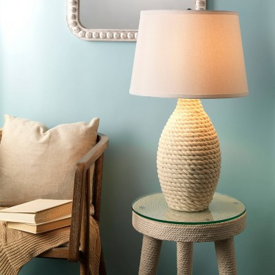 Rope Table Lamp with Tapered Shade Cream - Splendor Home: Seaside Style, Linen Cone, UL Listed | Target