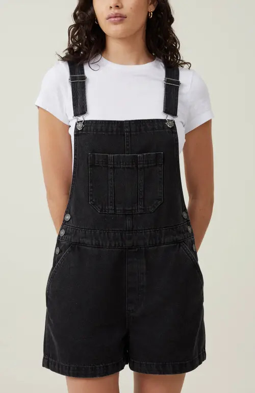 Cotton On Short Denim Overall in Graphite Black at Nordstrom, Size 2 | Nordstrom