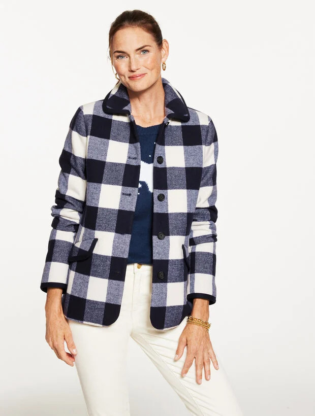 Buffalo Check Tipped Jacket | Talbots