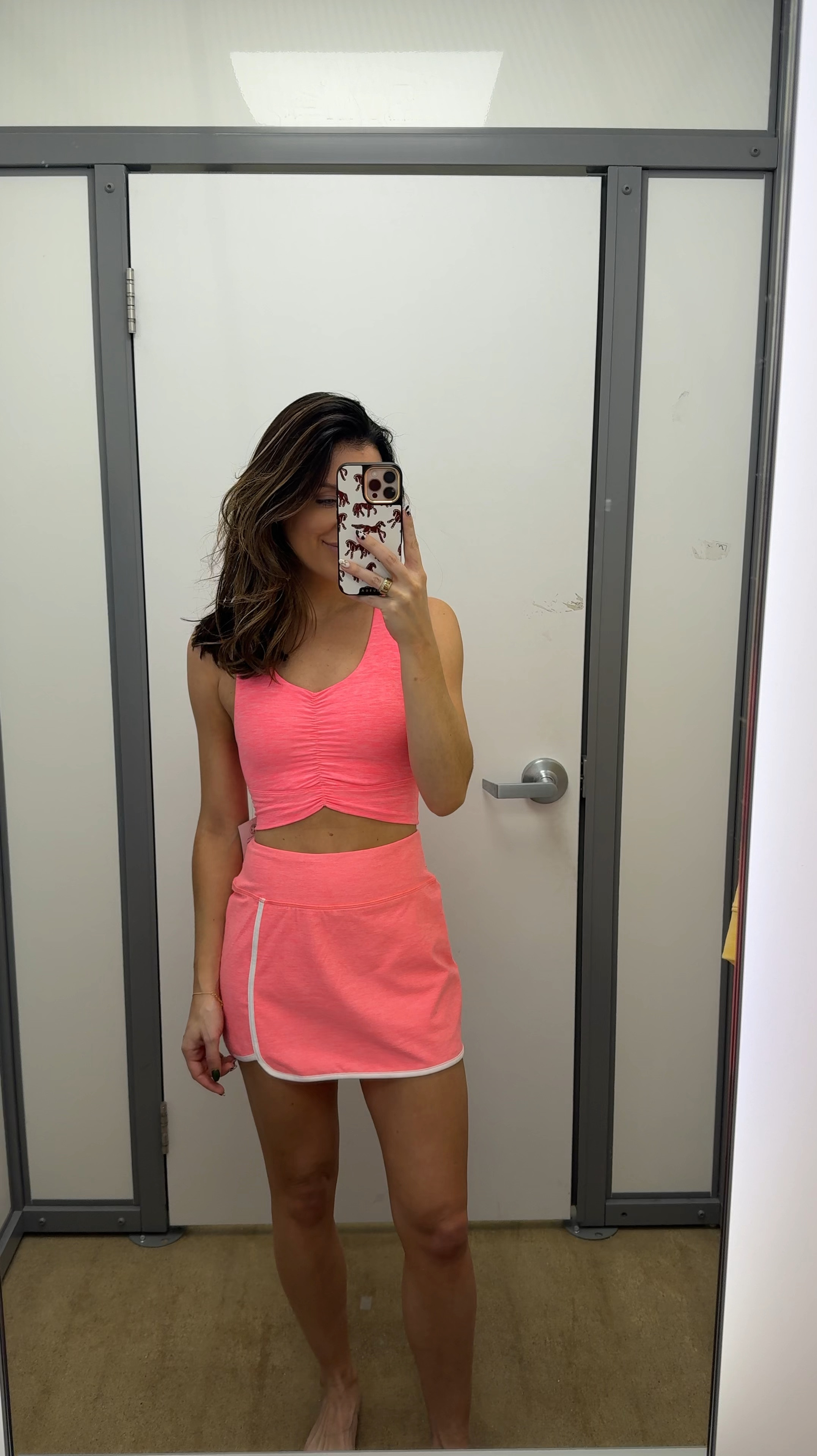 Walmart active wear. Size up in the sports bra! Runs small. Also if in between sizes in the skirt, size down but I got my true size! Buttery soft material on the skirt. Also can be paired with other matching tops. 

#LTKActive