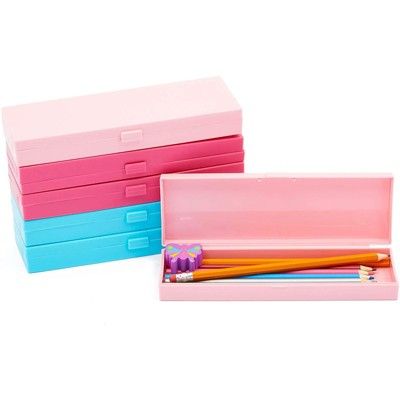 Bright Creations 6 Pack Plastic Pen Pencil Case with Hinged Lid and Snap Closure, School Supplies... | Target