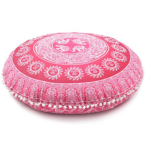 Cherry Red Throw Decorative Floor Pillow Cushion Cover Mandala - 32" | Amazon (US)