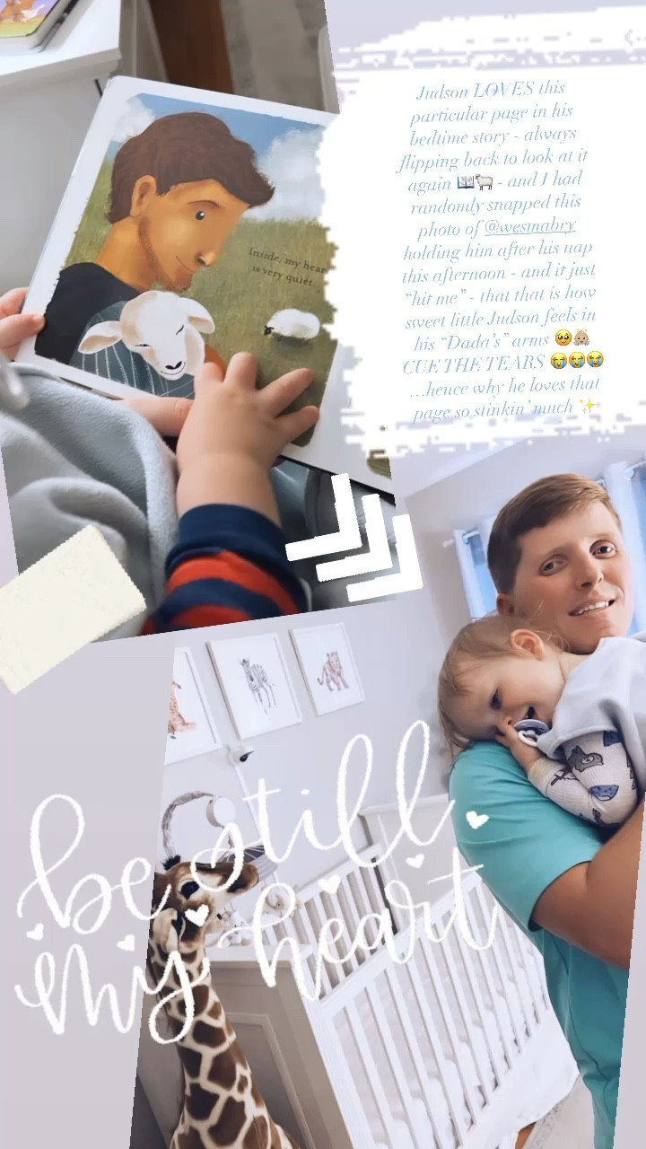 Judson LOVES this particular page in his bedtime story - always flipping back to look at it again 📖🐑 - and I had randomly snapped this photo of @wesmabry holding him after his nap this afternoon - and it just “hit me” - that that is how sweet little Judson feels in his “Dada’s” arms 🥹👼🏼 CUE THE TEARS 😭😭😭
…hence why he loves that page so stinkin’ much ✨

#LTKbaby #LTKhome #LTKfamily