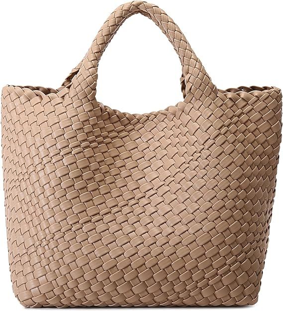 Woven Bag for Women, Vegan Leather Tote Bag Large Summer Beach Travel Handbag and Purse Retro Han... | Amazon (CA)