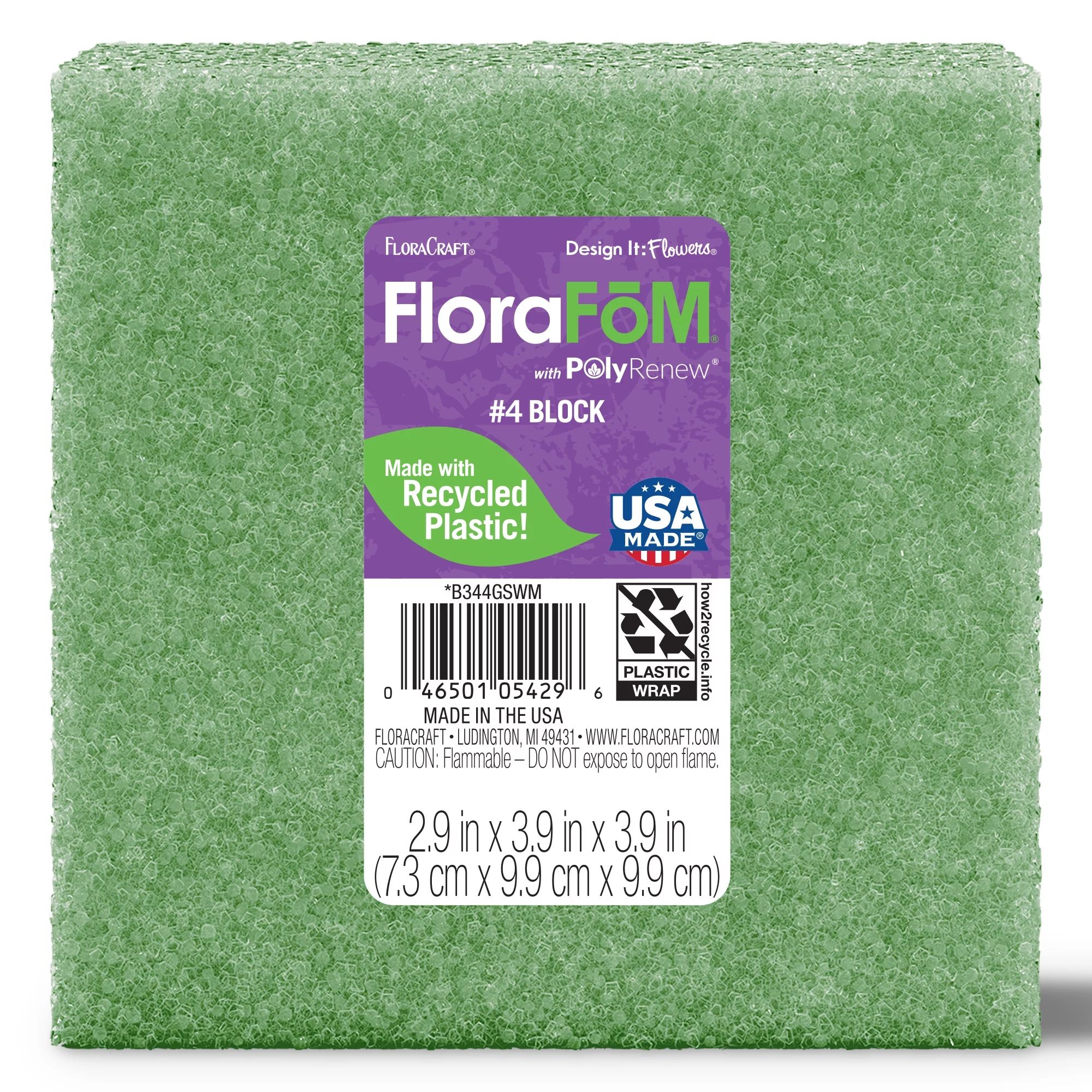 FloraCraft FloraFōM Block 2.9-inch x 3.9-inch x 3.9-inch Green Foam | Walmart (US)
