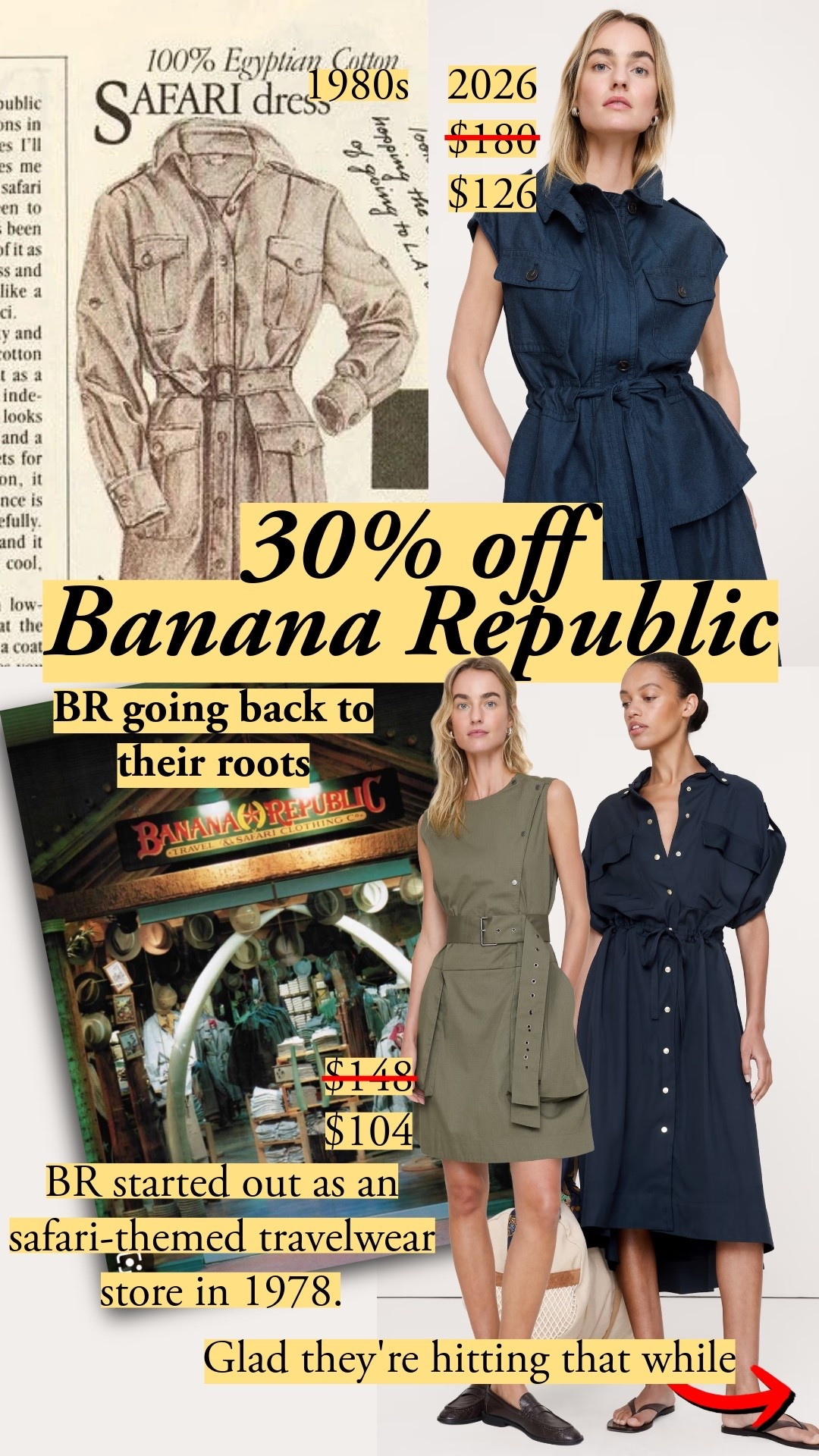 30% Off Full-Priced and Sale Styles. Ends 7/31. Banana Republic started out in 1978 selling safari-themed clothes, and I am really happy to see them tap into their own archives. The relaxed hourglass fit keeps these pieces modern rather than theme-y.

#LTKootd #LTKSaleAlert #LTKSeasonal