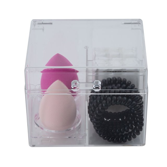 ELLE Paris 4 Compartment Lidded Beauty Essentials Makeup Organizer Set in Clear | Walmart (US)