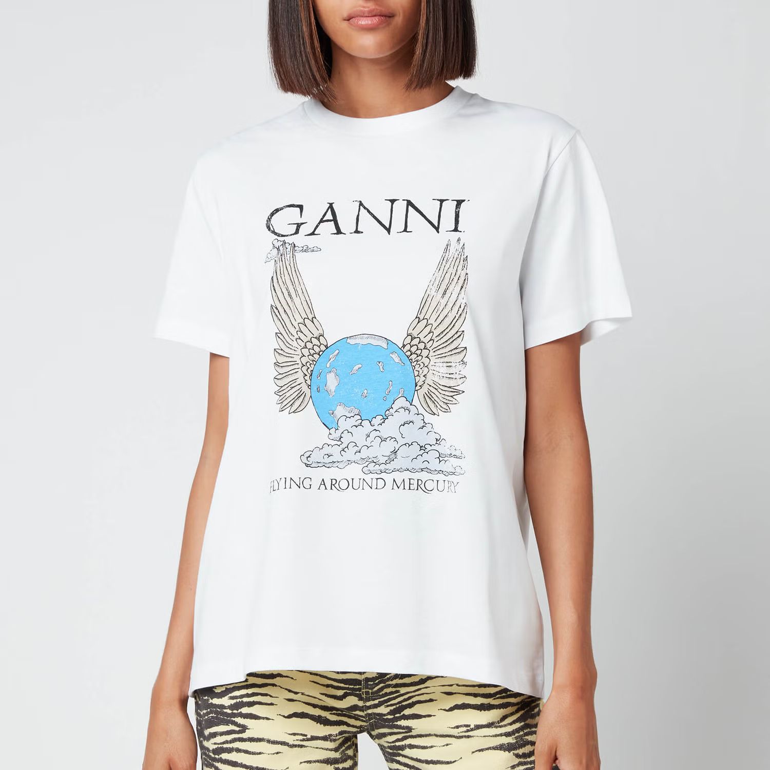 Ganni Women's Flying Around Mercury T-Shirt - Bright White | Coggles (Global)