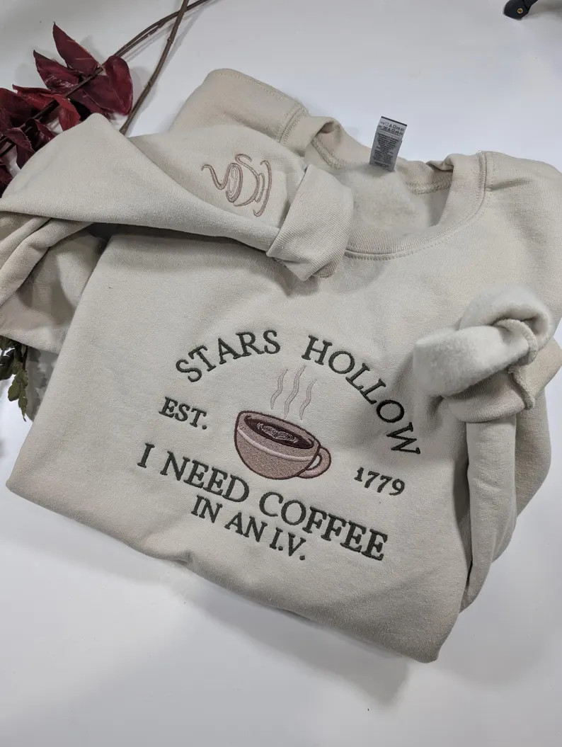Stars Hallow Crewneck, Custom Embroidered Sweatshirt, Funny Hoodie for Women, Custom Embroidered ... | Etsy (US)