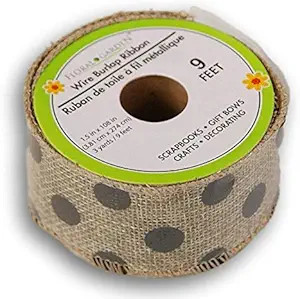 Decorative Burlap Ribbon Mini Spool - 1.5 Inches by 9 Feet (Black Polka Dot) | Amazon (US)