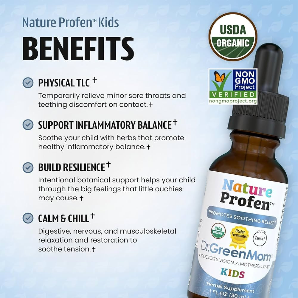Dr. Green Mom Nature Profen Natural Relief for Infants & Kids | USDA Organic Herbal Drops for Tee... | Amazon (US)