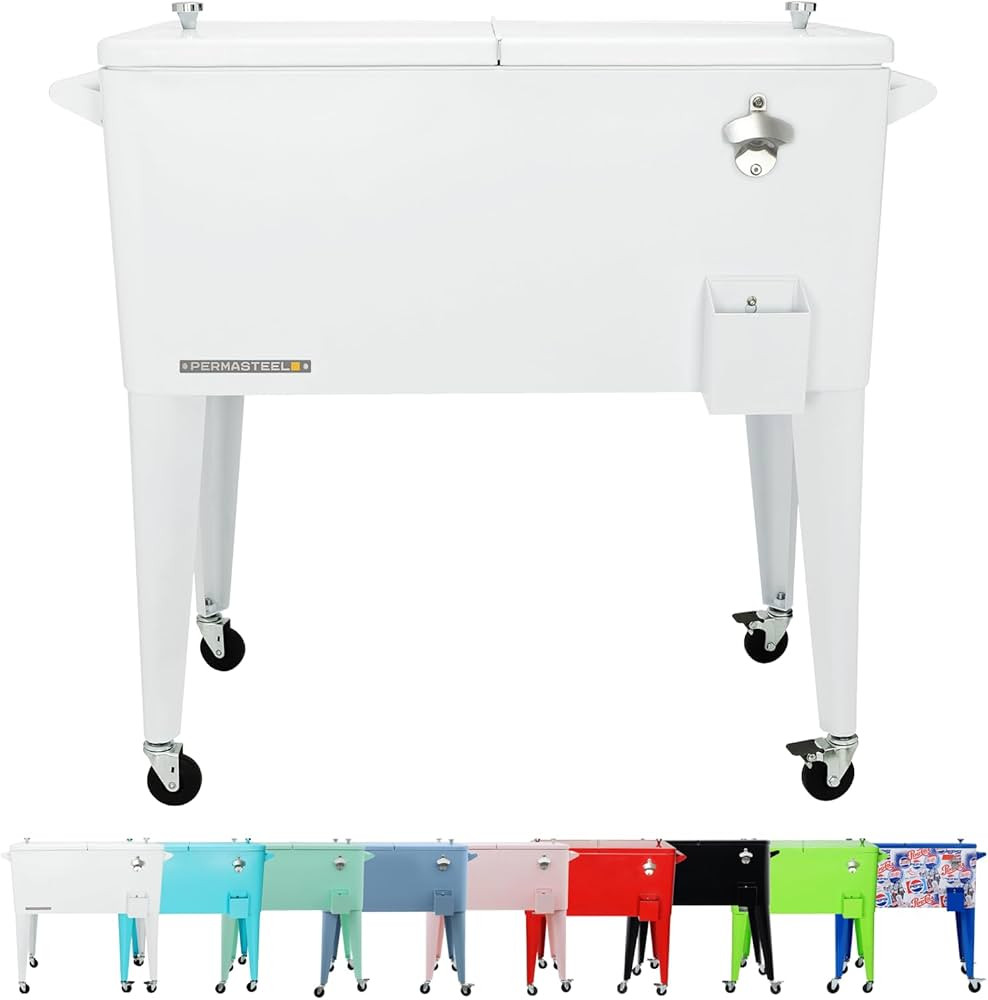 Permasteel 80-Qt Classic Outdoor Patio Cooler for Outside, Outdoor Beverage Cooler Bar Cart, Roll... | Amazon (US)