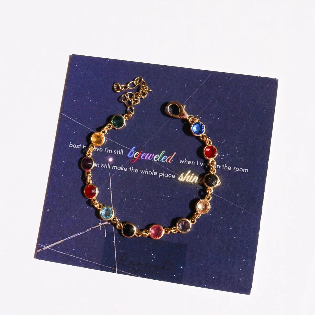 TS Bracelet Bejeweled Bracelet Multicolor Bracelet Gold - Etsy | Etsy (US)