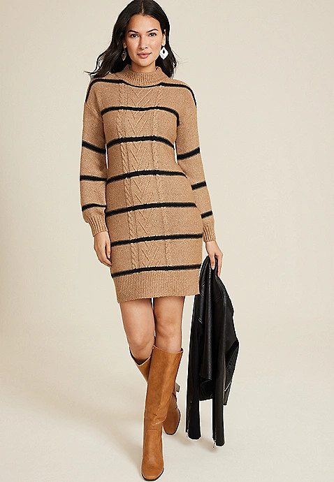 Cable Mock Neck Sweater Dress | Maurices