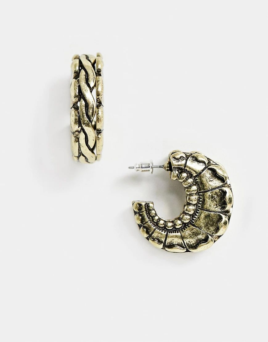 Sacred Hawk gold chunky detail hoop earrings | ASOS (Global)