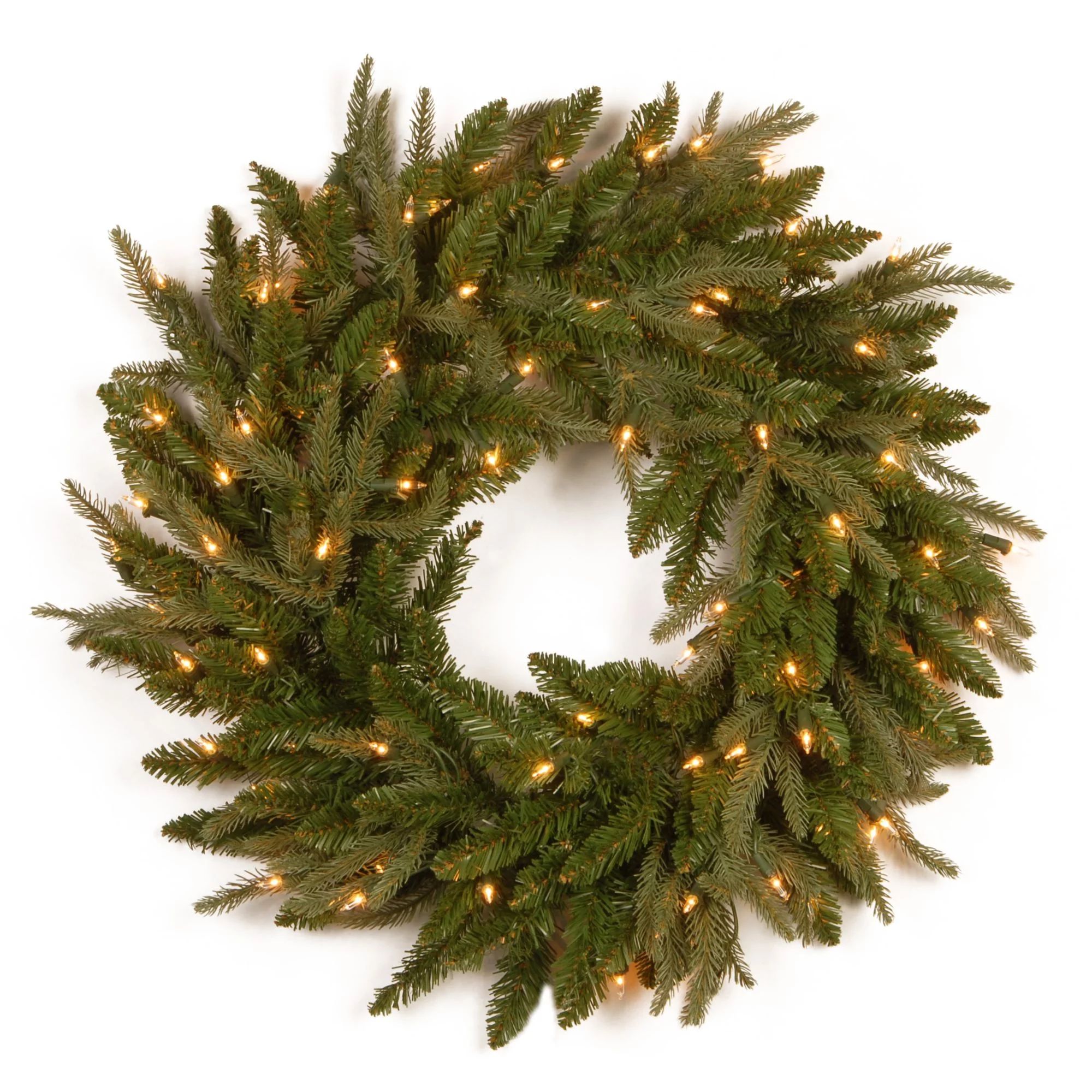 Pre-Lit Camdon Fir Artificial Christmas Wreath - 24-Inch, Clear Lights - Walmart.com | Walmart (US)