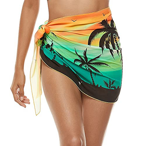 Zando Beach Coverup Womens Cover Ups for Swimwear Swim Coverup Girls Swim Cover Up Dress Bikini Cover Ups Short Sarong Swimsuit Bathing Suit Wrap Around Skirts for Women F Orange One Size | Amazon (US)